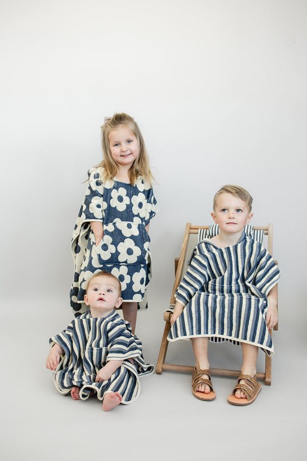 Blue Stripe Organic Cotton Beach Poncho Online Hot Sale - Image 4