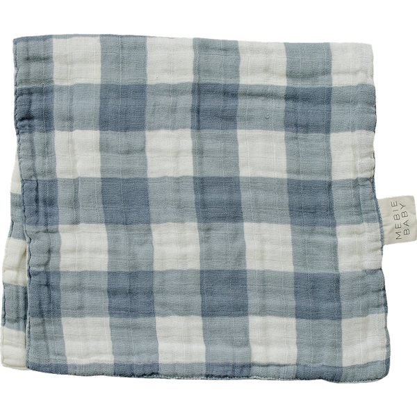 Dusty Blue Gingham Muslin Burp Cloth Cheap