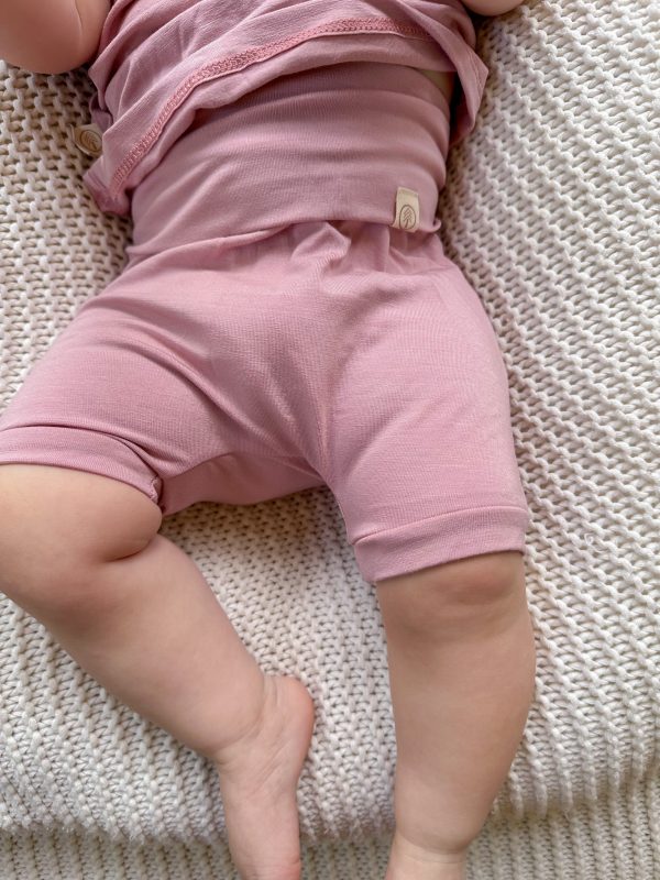 0 3m 3 6m | Fold-Over Shorties | Baby & Toddler | Luxury Bamboo | Dusty Pink on Sale - Image 2