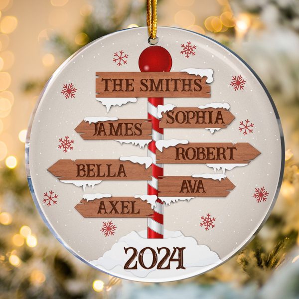 Custom Name Family Christmas North Pole - Personalized Acrylic Ornament on Sale - Image 3