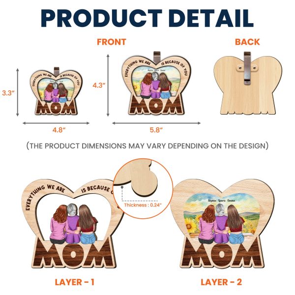 Everything We Are Is Because Of You Mom Gift - Personalized Wooden Car Visor Clip on Sale - Image 4