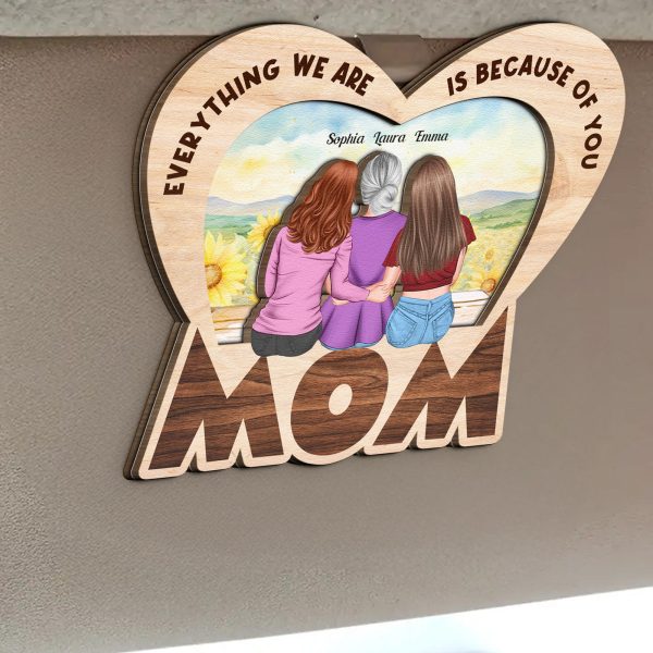 Everything We Are Is Because Of You Mom Gift - Personalized Wooden Car Visor Clip on Sale - Image 2