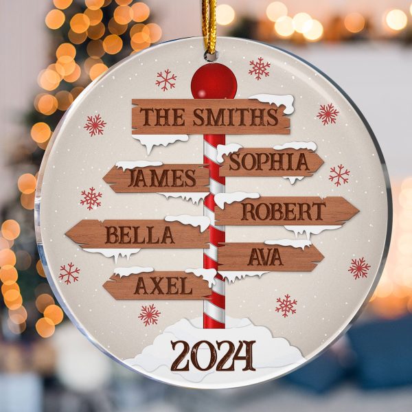 Custom Name Family Christmas North Pole - Personalized Acrylic Ornament on Sale - Image 5