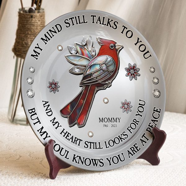 Red Cardinal My Mind My Heart My Soul - Personalized Ceramic Plate Cheap - Image 2