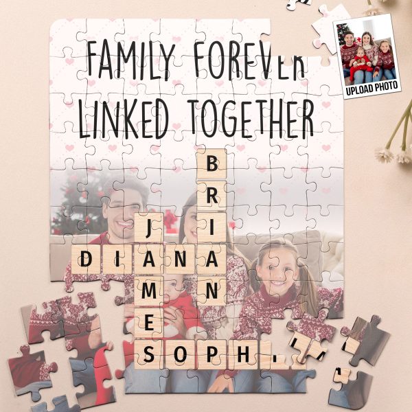 Forever Linked Together Family Scrabble Name - Personalized Photo Jigsaw Puzzle Online now