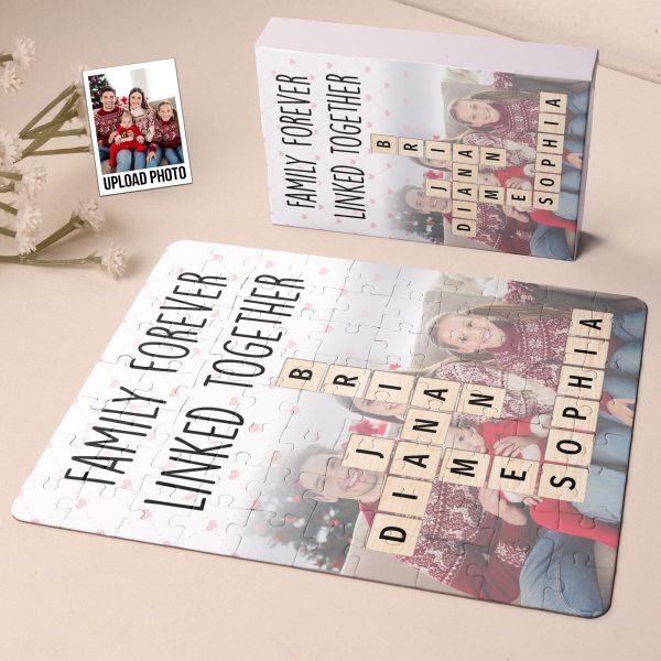Forever Linked Together Family Scrabble Name - Personalized Photo Jigsaw Puzzle Online now - Image 2