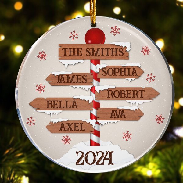 Custom Name Family Christmas North Pole - Personalized Acrylic Ornament on Sale