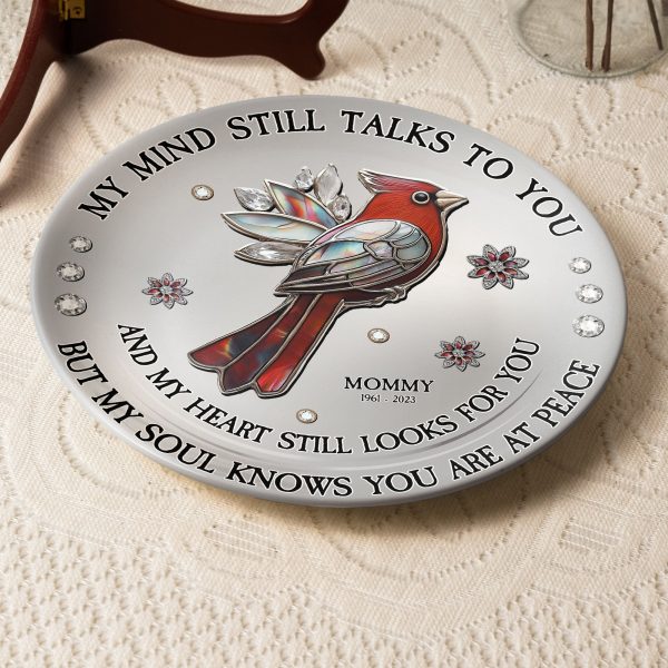 Red Cardinal My Mind My Heart My Soul - Personalized Ceramic Plate Cheap - Image 4