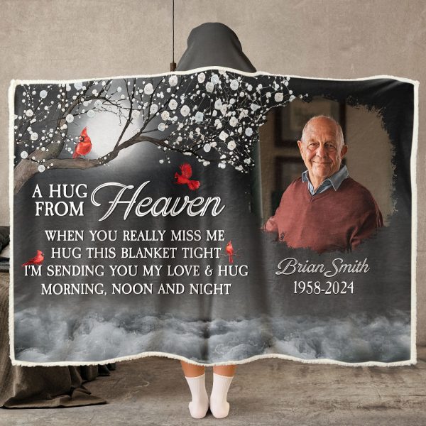 A Hug From Heaven Memorial - Personalized Photo Wearable Blanket Hoodie For Cheap - Image 2