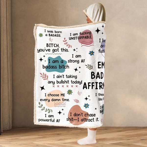 Bad B*tch Affirmations Blanket - Personalized Wearable Blanket Hoodie For Cheap - Image 3